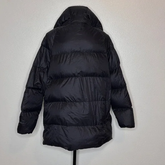 Eddie Bauer Down Black Hooded Puffer Coat Jacket Parka Size L - Picture 3 of 9